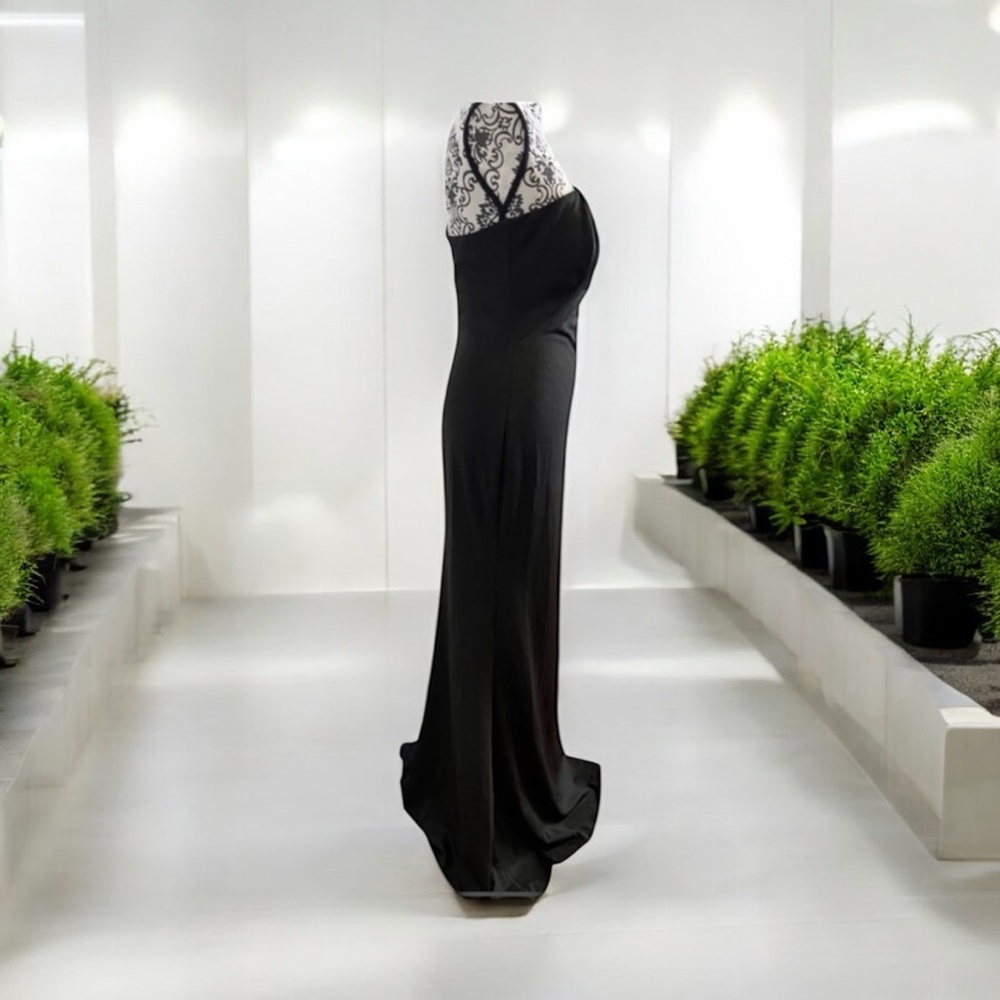 La Femme One Shoulder Fitted Jersey Gown SZ 10 with High Slit  NWT - Picture 8 of 8